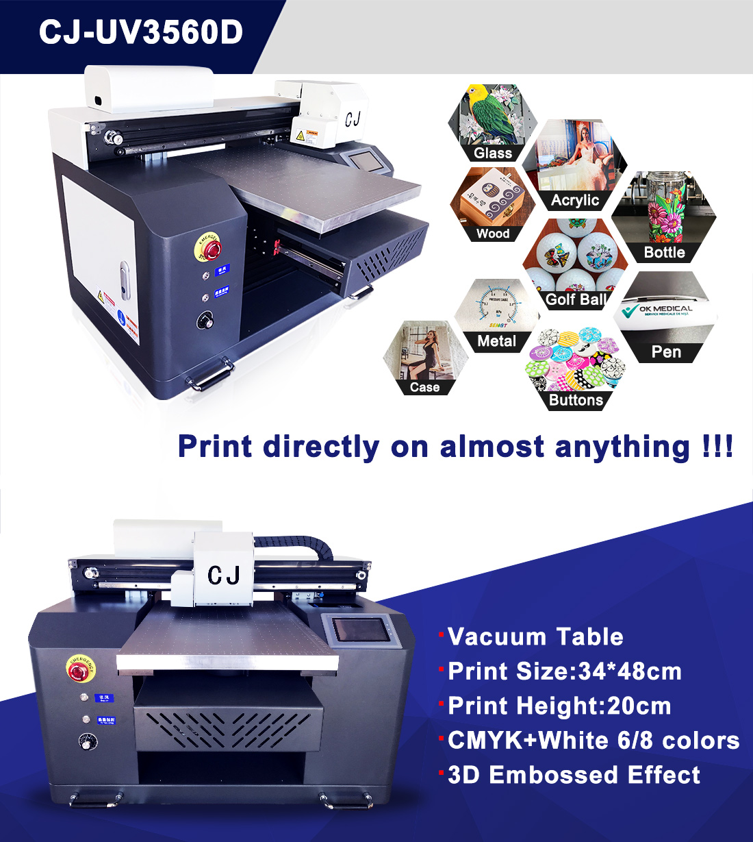  Ovsuqu 6090 UV Printer Flatbed Varnish UV Printer TX 800 UV  Printer Working Area 23.6x35.4 inches with 3pcs Printhead for Phone Case  Acrylic (UV 6090 with 3pcs TX800) : Office Products