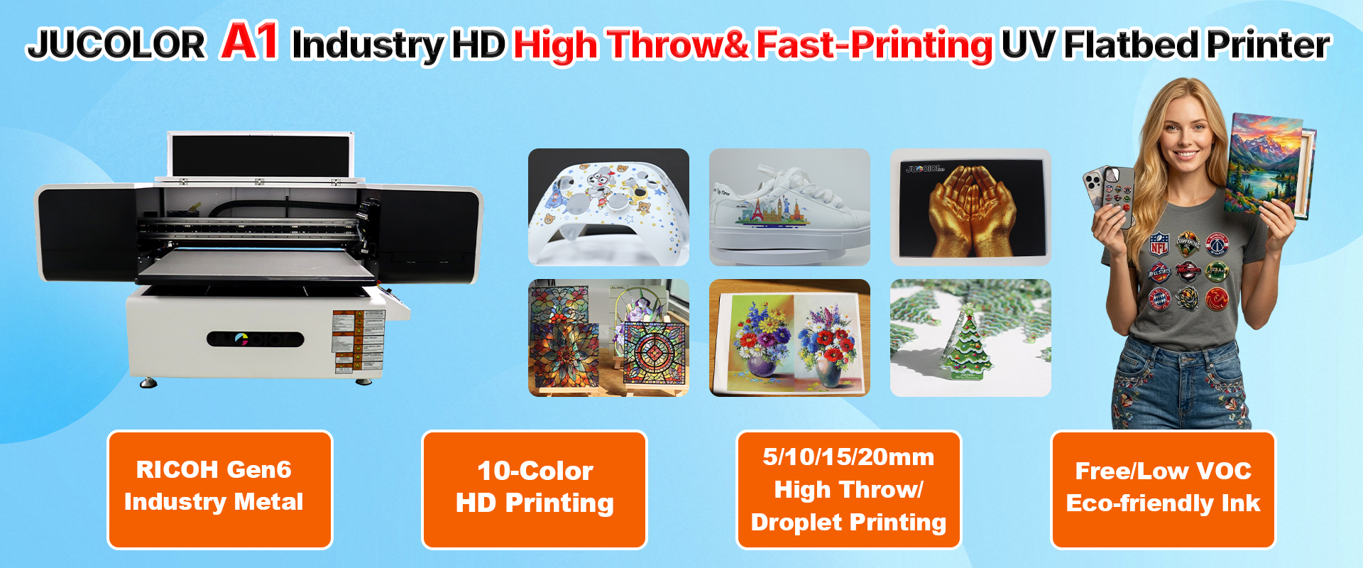 Throw Printer Jucolor CJ-UVF9060Pro 10-color A1 Industry HD High Throw& Fast-Printing ...