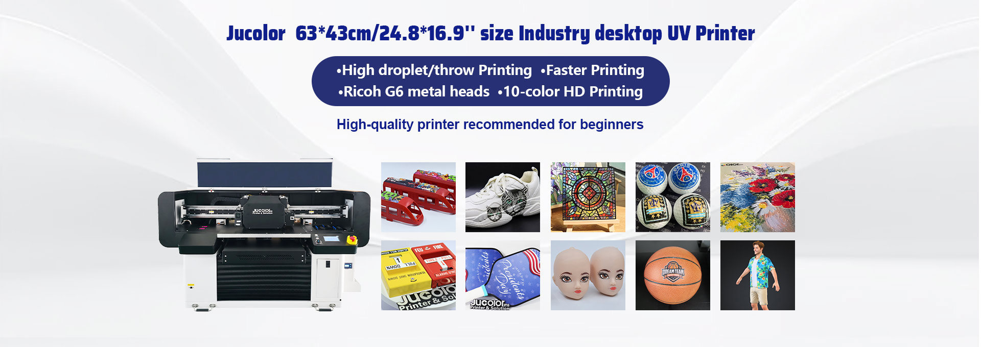 Jucolor CJ-UVF6042Pro-RIcoh A2 Industry 10-Color High-definition UV Flatbed Printer