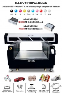 Jucolor CJ-UVF1210 Double 6090 industry A0 UV Printer with RICOH Gen5/Gen6 metal print heads