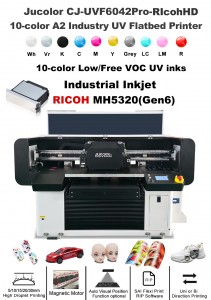 Jucolor CJ-UVF6042Pro-RIcohHD A2 Industry 10-Color High-definition UV Flatbed Printer