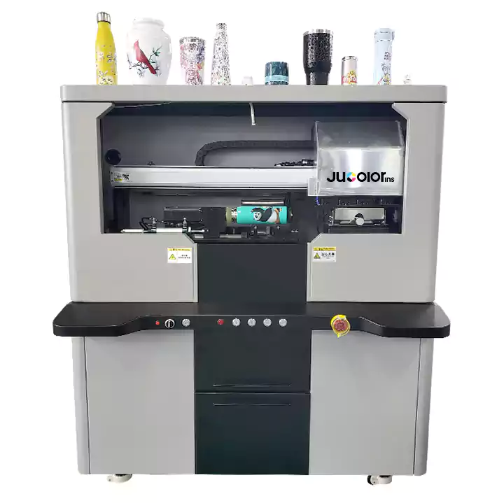 Cylindrical 360 UV printer for tumbler bottles can coolers