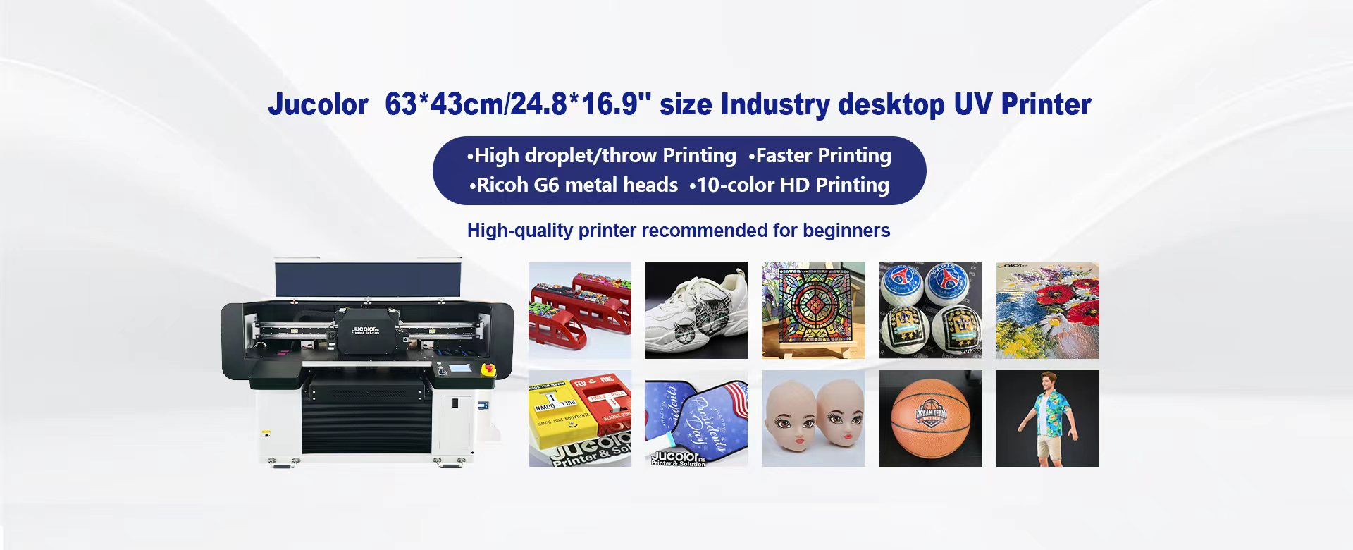 Jucolor CJ-UVF6042Pro-RIcoh A2 Industry 10-Color High-definition UV Flatbed Printer