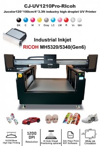 JuColor UVF1210Pro-CE4M 10-color A0 size Industry 50cm/19.68” max print height UV flatbed printer with Toshiba CE4M industry heads