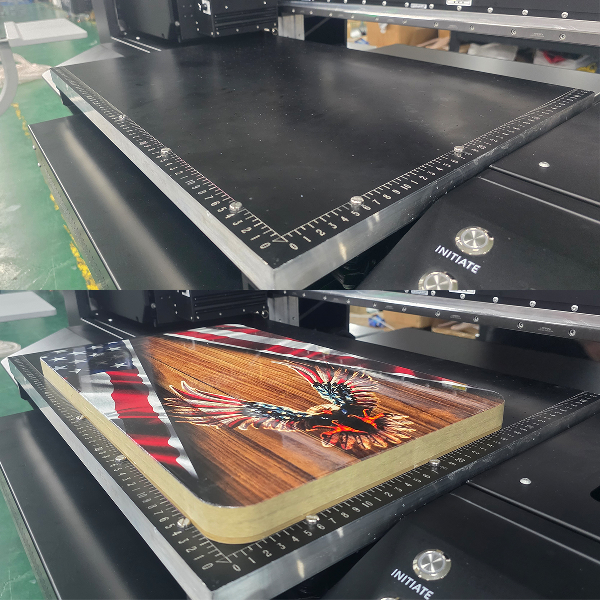 Anti-scratch Teflon coated vacuum suction platform with positioning pins
62*43m/ 24’’*16.9’’ inches print size
Anti-scratch, anti-oil, corrosion-resistant,
With adsorption function, it can firmly adsorb and fix the printing material during printing to avoid printing misalignment
Engraved ruler can quickly locate the printing position
With self-contained positioning pins, fast positioning, fixation